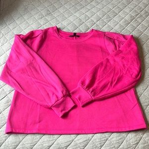 Hot pink pleat sleeve sweatshirt